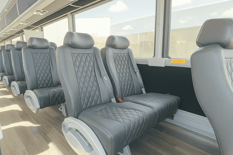 interior of Concord Minibus Company charter bus